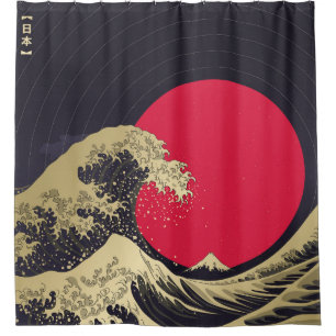 "Great Wave of kanagawa". Hokusai, Japanese wave i Shower Curtain