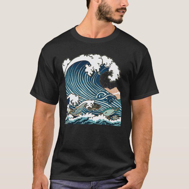 Great Wave Of Kanagawa Japanese Ukiyo e Men Women T-Shirt (Front)