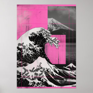 Great Wave of Kanagawa Pink Revisitation Poster