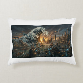 Great Wave of Plastic Trash - Steampunk Cushion