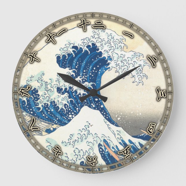 Great Wave off Kanagawa, Japanese Art, Hokusai Large Clock (Front)