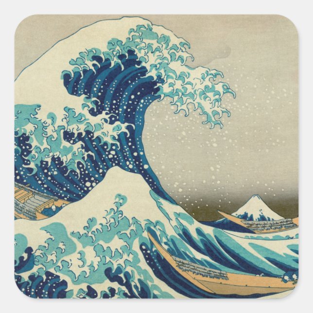 Great Wave off Kanagawa & Japanese Art /Japan Square Sticker (Front)