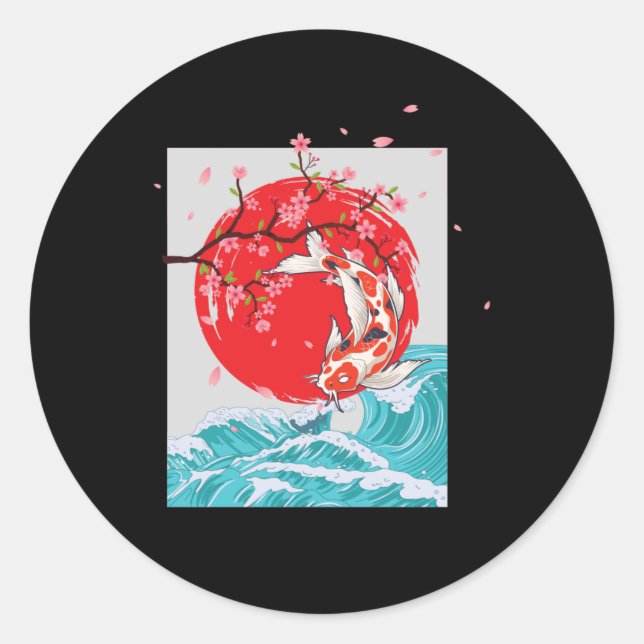 Great Wave off Kanagawa Japanese Fish Carp Koi Classic Round Sticker (Front)
