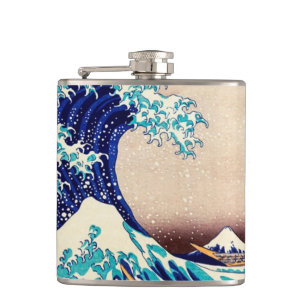 Great Wave Off Kanagawa Japanese Vintage Fine Art Hip Flask