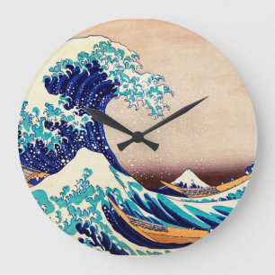 Great Wave Off Kanagawa Japanese Vintage Fine Art Large Clock
