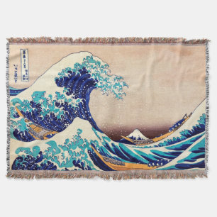 Great Wave Off Kanagawa Japanese Vintage Fine Art Throw Blanket