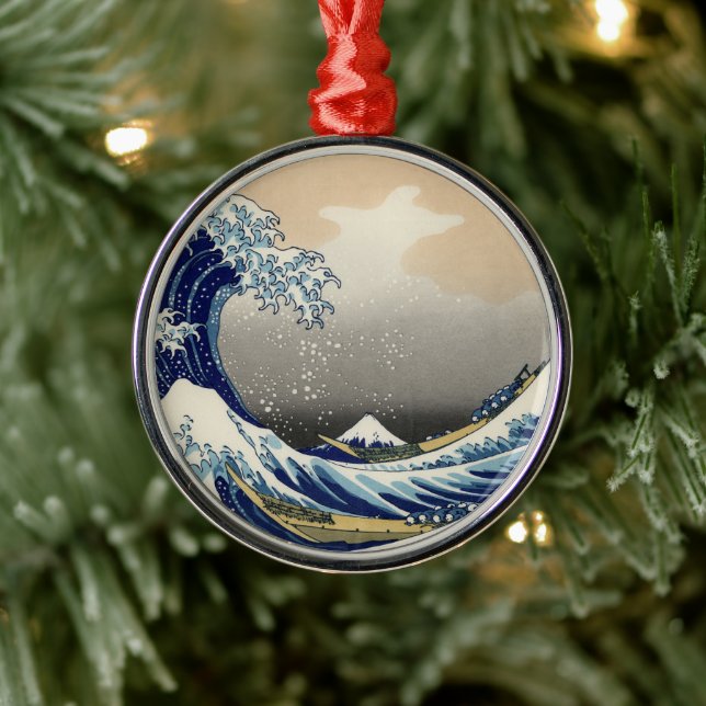 Great Wave off Kanagawa & Mount Fuji Japan Sea Metal Ornament (Tree)