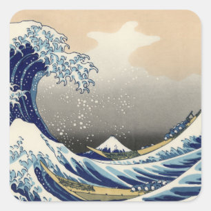 Great Wave off Kanagawa & Mount Fuji Japan Sea Square Sticker