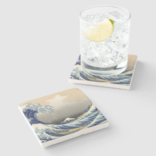 Great Wave off Kanagawa & Mount Fuji Japan Sea Stone Coaster