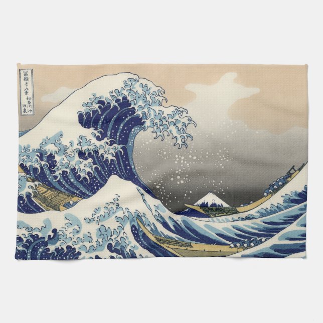 Great Wave off Kanagawa & Mount Fuji Japan Sea Tea Towel (Horizontal)