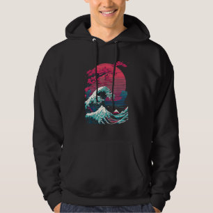 Great Wave off Kanagawa Retro Glitch Aesthetic Vap Hoodie