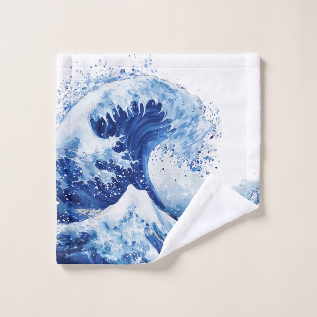 Great Wave Off Kanagawa Shower Curtain Bath Towel Set (Wash Cloth)