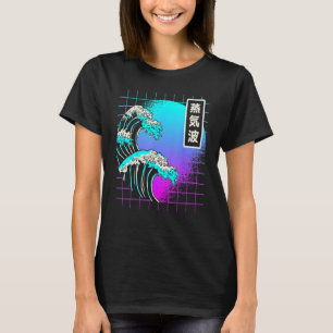 Great Wave Off Kanagawa Vaporwave Aesthetic Kanji T-Shirt