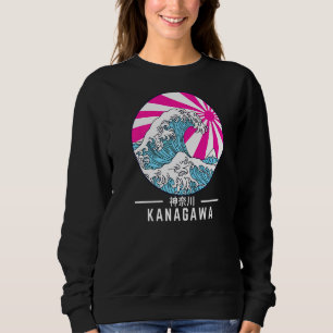 Great Wave Off Kanagawa Vaporwave Glitch Aesthetic Sweatshirt