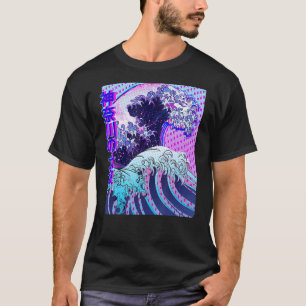 Great Wave off Kanagawa Vaporwave Glitch Aesthetic T-Shirt