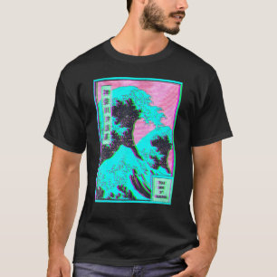 Great Wave off Kanagawa Vaporwave Glitch Aesthetic T-Shirt