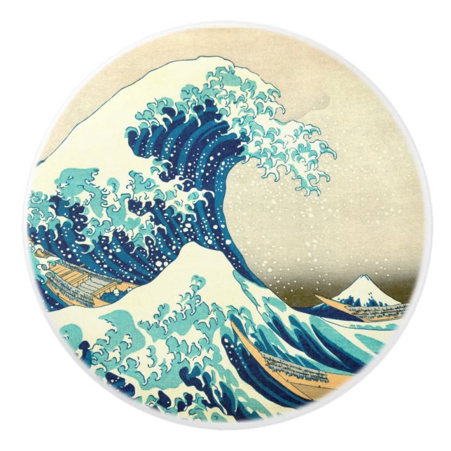 Great Wave off Kangawa by Hokusai Ceramic Knob (Front)