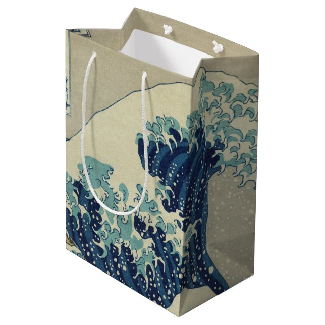 Great Wave Off the Coast of Kanagawa by Hokusai Medium Gift Bag (Back Angled)