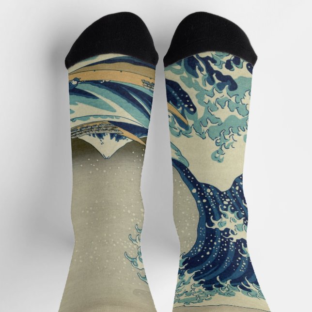 Great Wave Off the Coast of Kanagawa by Hokusai Socks (Top)