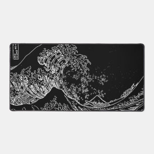 Great Wave Outline Black and White Mouse Pad