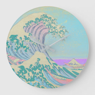 Great Wave Pastel Clock