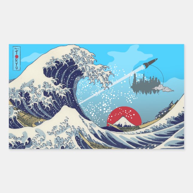 Great Wave Rectangular Sticker (Front)