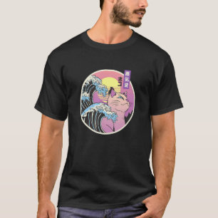 Great Wave Retro Japanese Vaporwave Cat 90's T-Shirt
