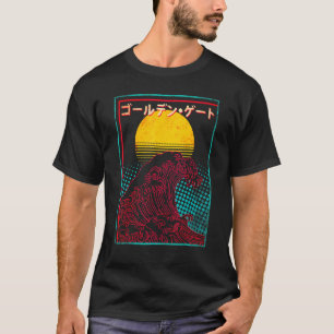 Great Wave Rising Sun Japan Japanese Vaporwave T-Shirt