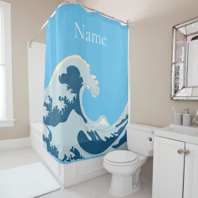 Great Wave Thunder_Cove Shower Curtain (In Situ)