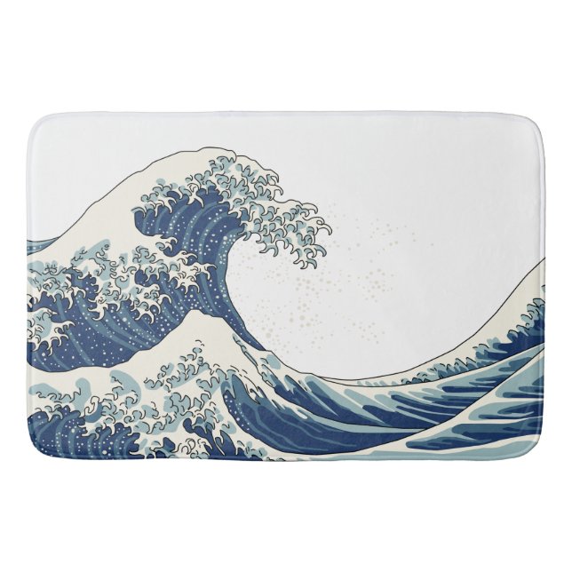 Great wave - traditional blue bathmat (Front)