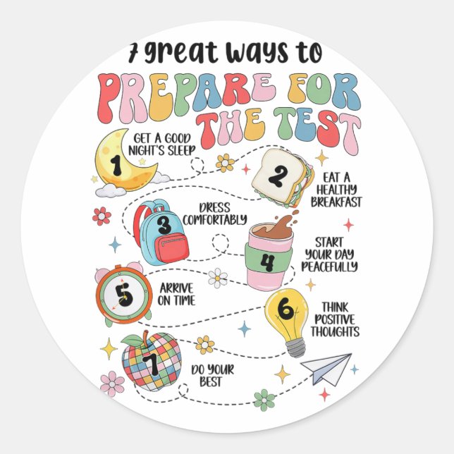 Great Ways To Prepare For The Test State Testing  Classic Round Sticker (Front)