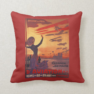 Great Week of Aviation - Woman Waving Poster Cushion