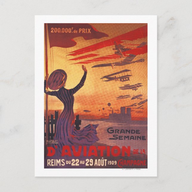 Great Week of Aviation - Woman Waving Poster Postcard (Front)