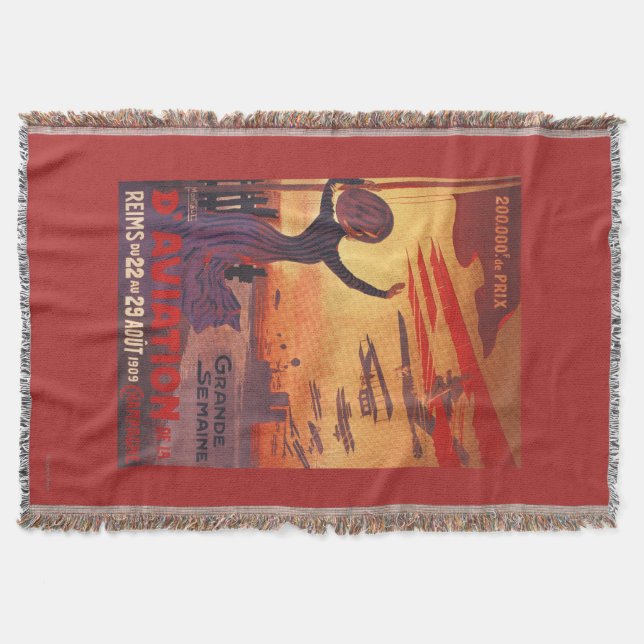Great Week of Aviation - Woman Waving Poster Throw Blanket (Front)