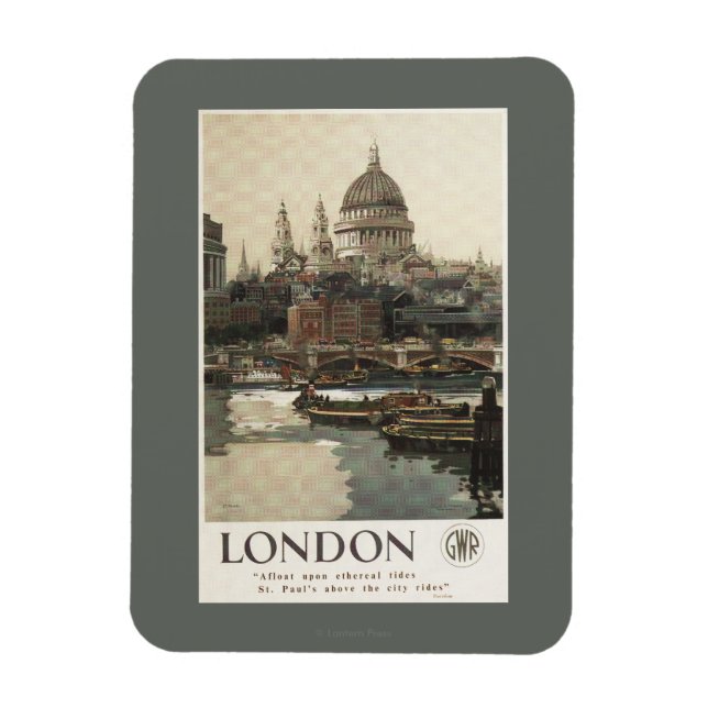 Great Western Railway St. Paul's Travel Poster Magnet (Vertical)