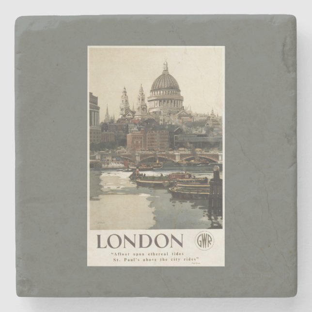 Great Western Railway St. Paul's Travel Poster Stone Coaster (Front)