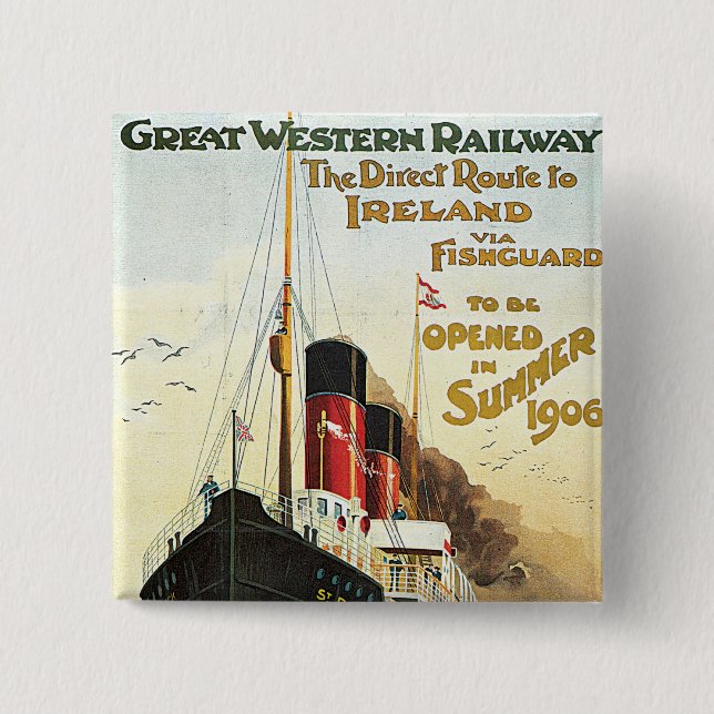 Great Western Railway - To Ireland 15 Cm Square Badge (Front)