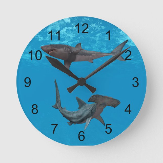 Great White and Hammerhead Shark Clock (Front)
