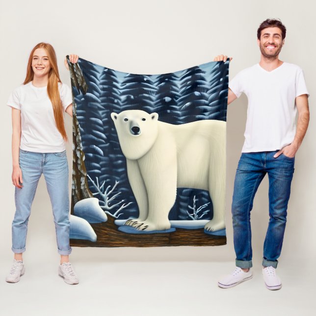 Great White Bear Of The North Fleece Blanket (In Situ)