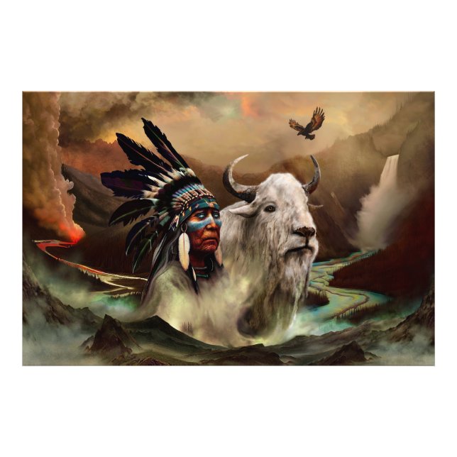 Great White Buffalo Tatanka / American Indian  Photo Print (Front)