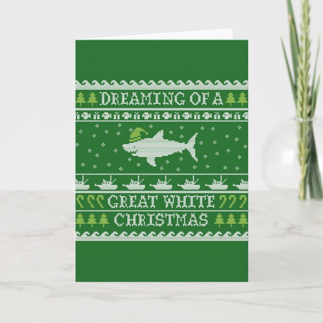 Great White Christmas Funny Ugly Sweater Card (Front)