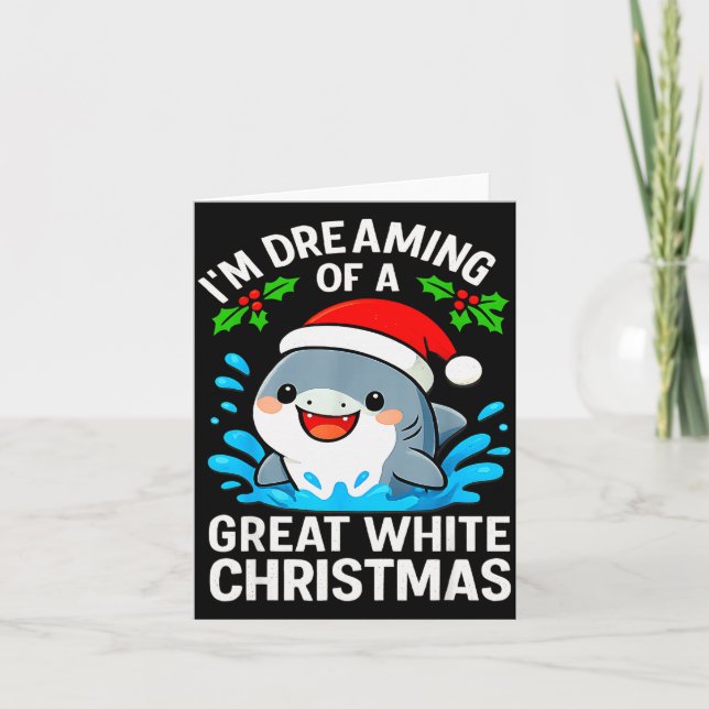 Great White Christmas Shark Funny Santa Holiday Pu Card (Front)