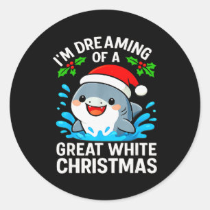 Great White Christmas Shark Funny Santa Holiday Pu Classic Round Sticker