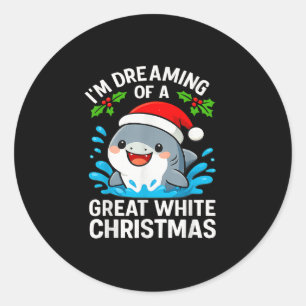 Great White Christmas Shark Funny Santa Holiday Pu Classic Round Sticker