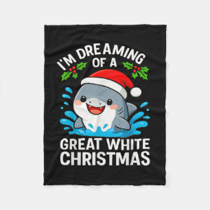 Great White Christmas Shark Funny Santa Holiday Pu Fleece Blanket