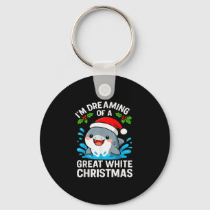Great White Christmas Shark Funny Santa Holiday Pu Key Ring