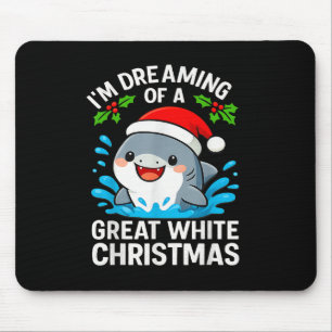 Great White Christmas Shark Funny Santa Holiday Pu Mouse Pad