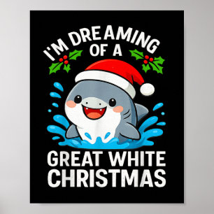 Great White Christmas Shark Funny Santa Holiday Pu Poster