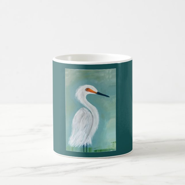 Great White Egret Fine Art Painting Coffee Mug (Center)
