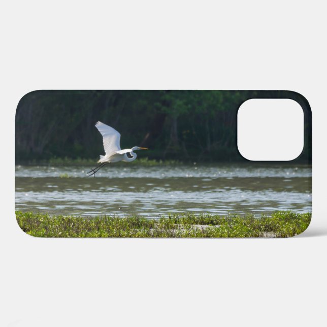 Great White Egret Flying iPhone Case (Back (Horizontal))